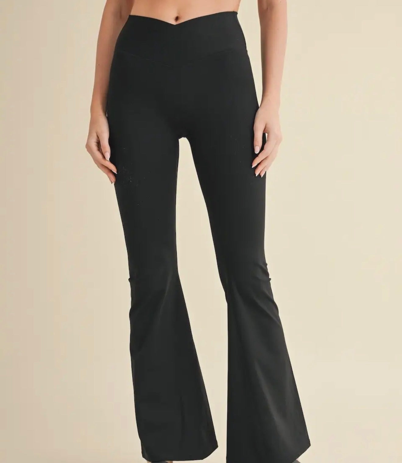 Black Crossover Flare Leggings