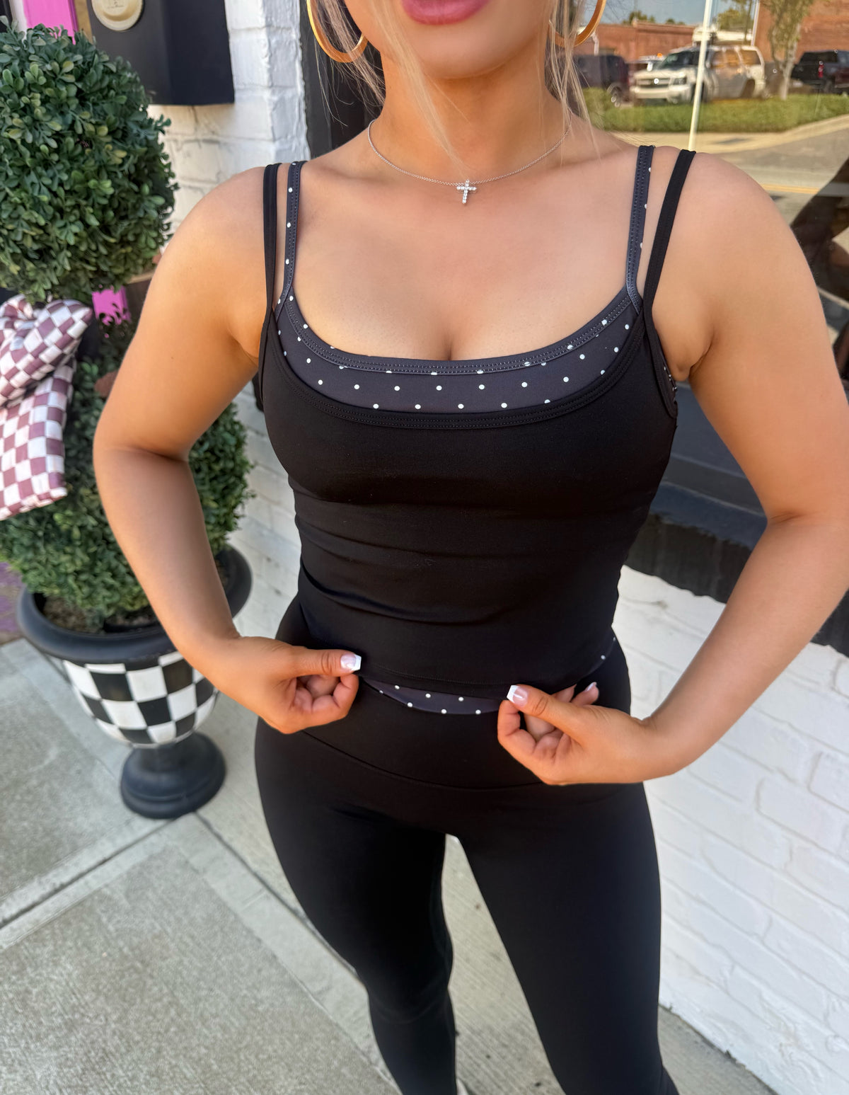 Black Polka Dot Layered Tank
