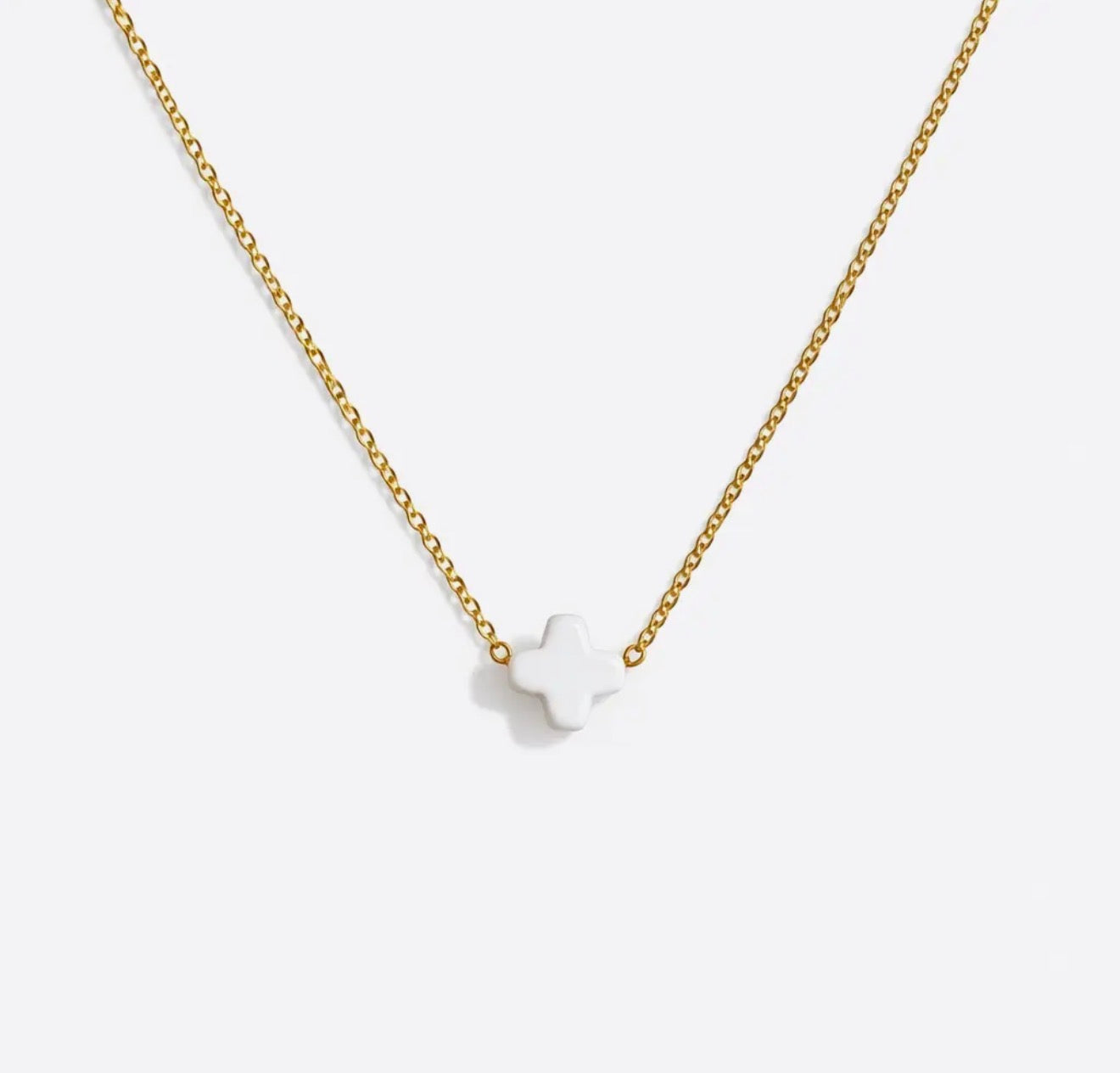 White Mini Cross Necklace