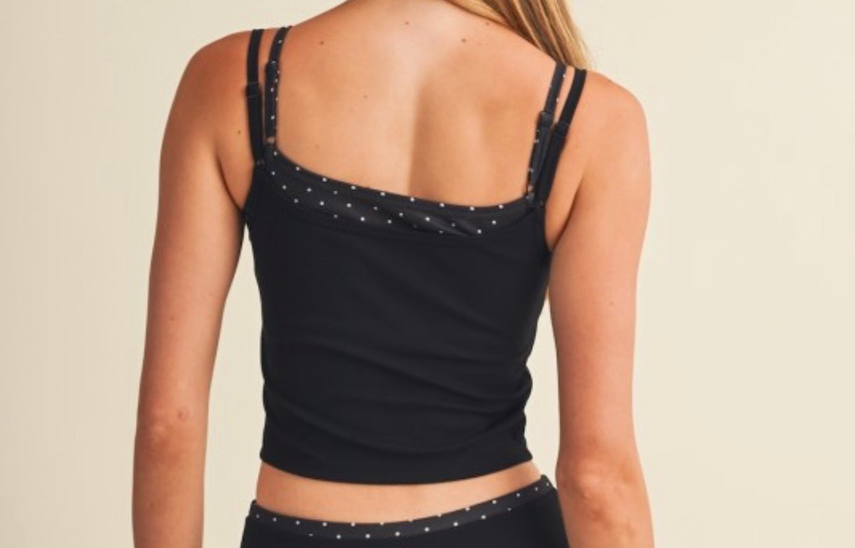 Black Polka Dot Layered Tank