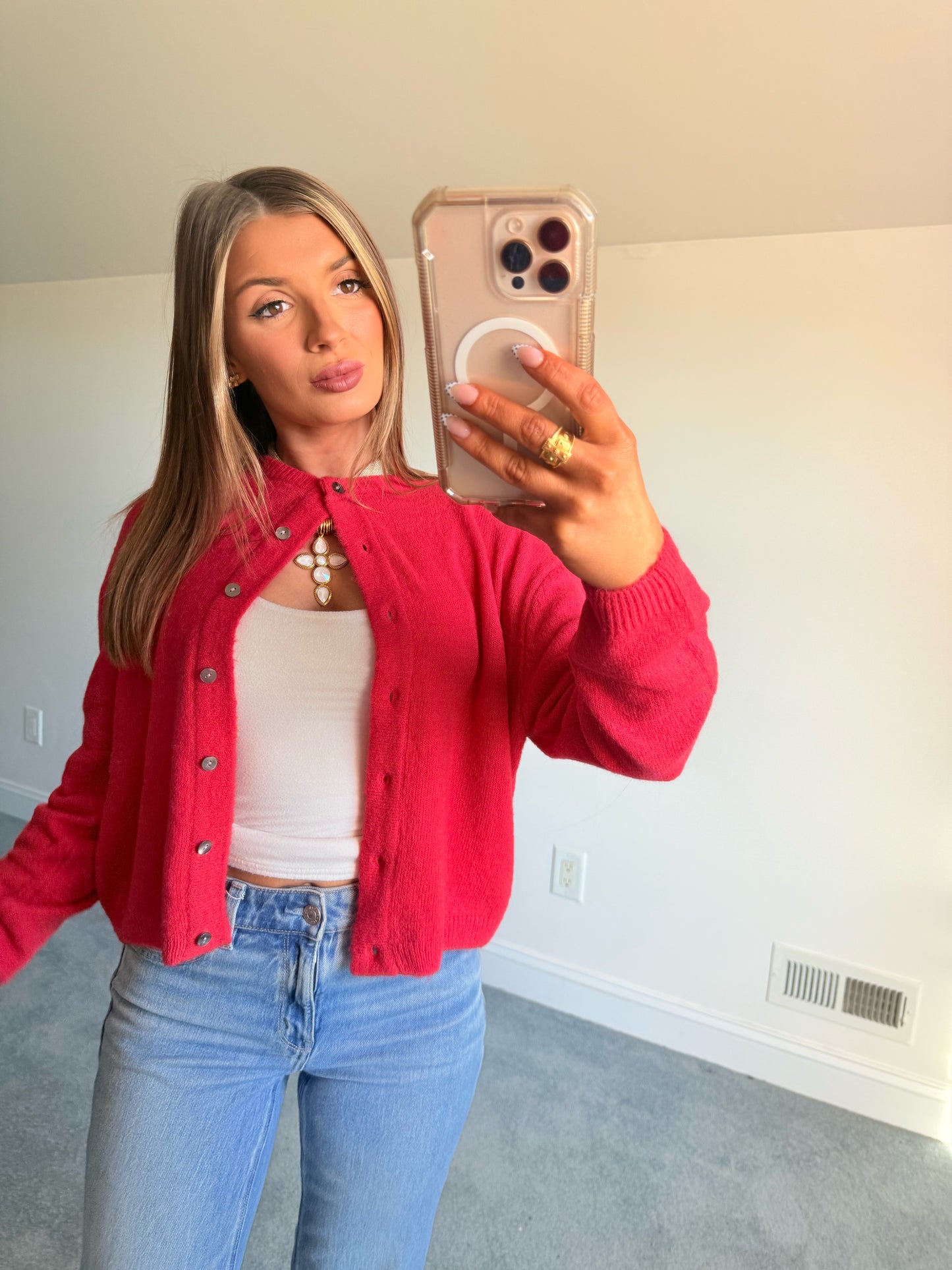 Ryleigh Red Knit Cardigan