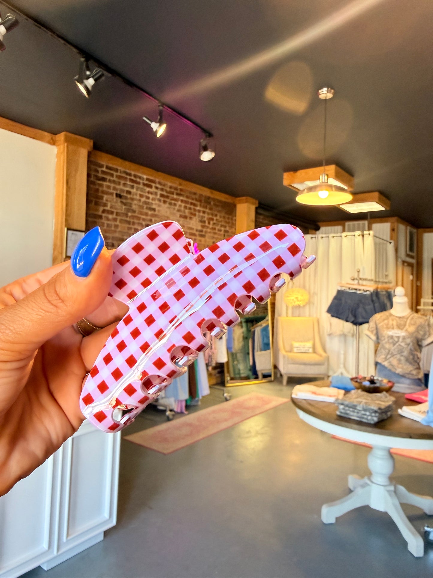 Red Plaid Clawclip