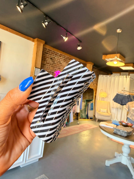 Black/white Stripe Clawclip