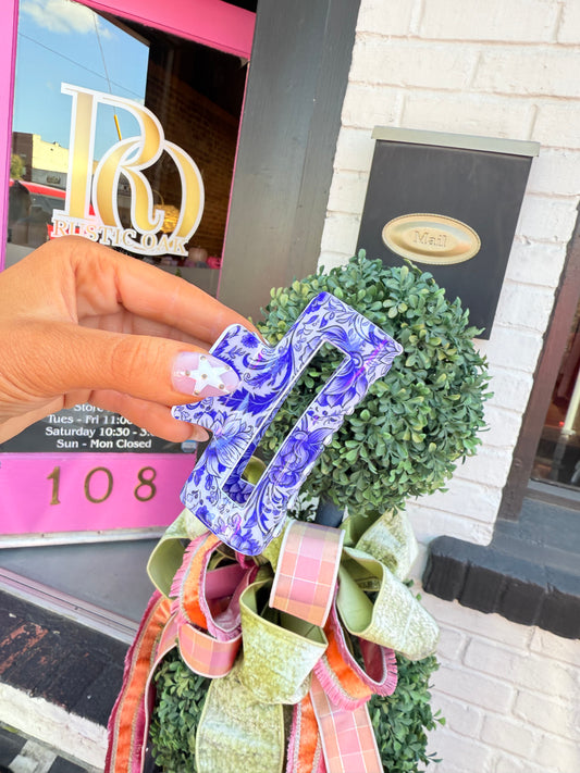 Floral Blue/White Clawclip