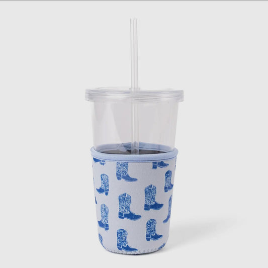 Blue Cowboy Boot Drink Sleeve