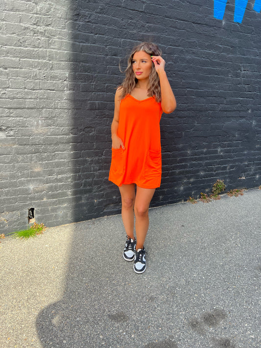 So Simple Neon Orange Dress/Romper