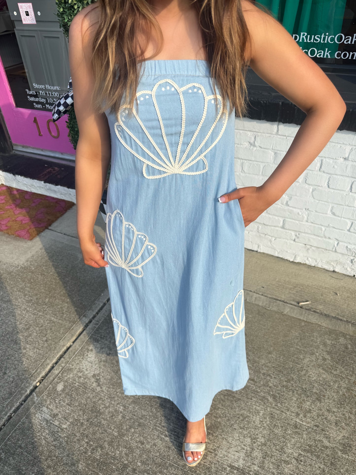 Seashell Embroidered Maxi Dress