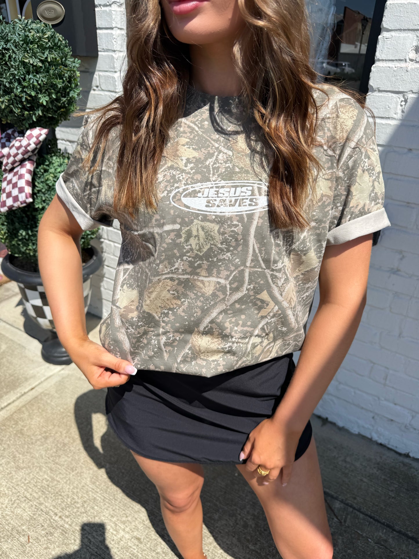 Jesus Saves Camo Tee
