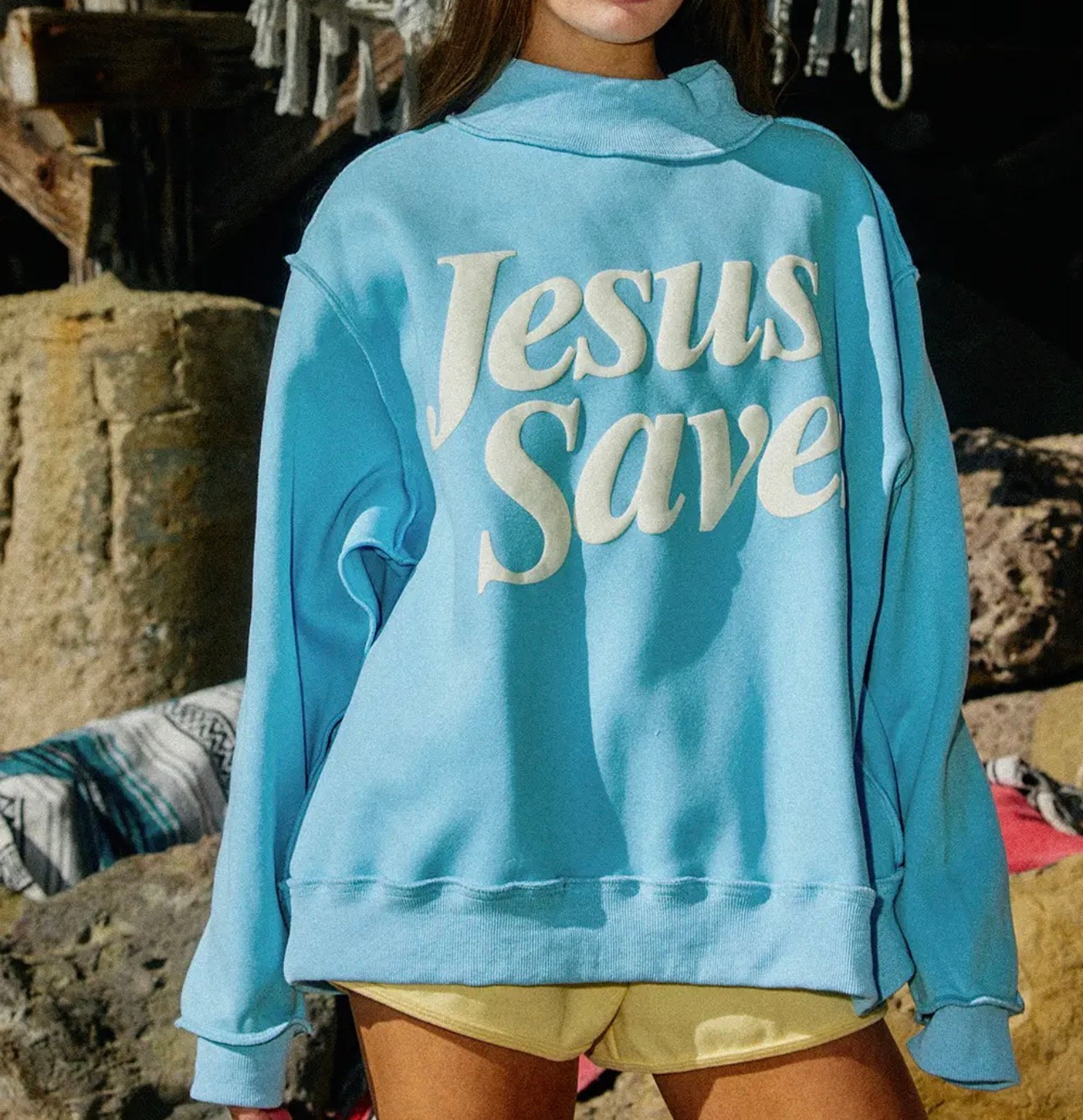 Jesus Saves Mock Neck