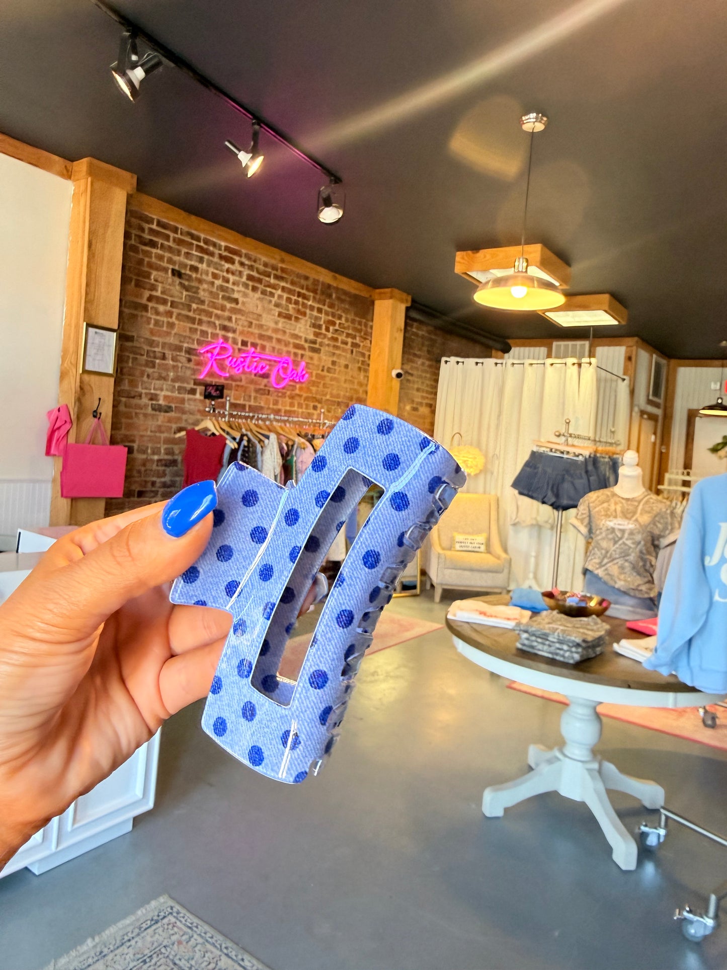 Blue Polka Dot Clawclip