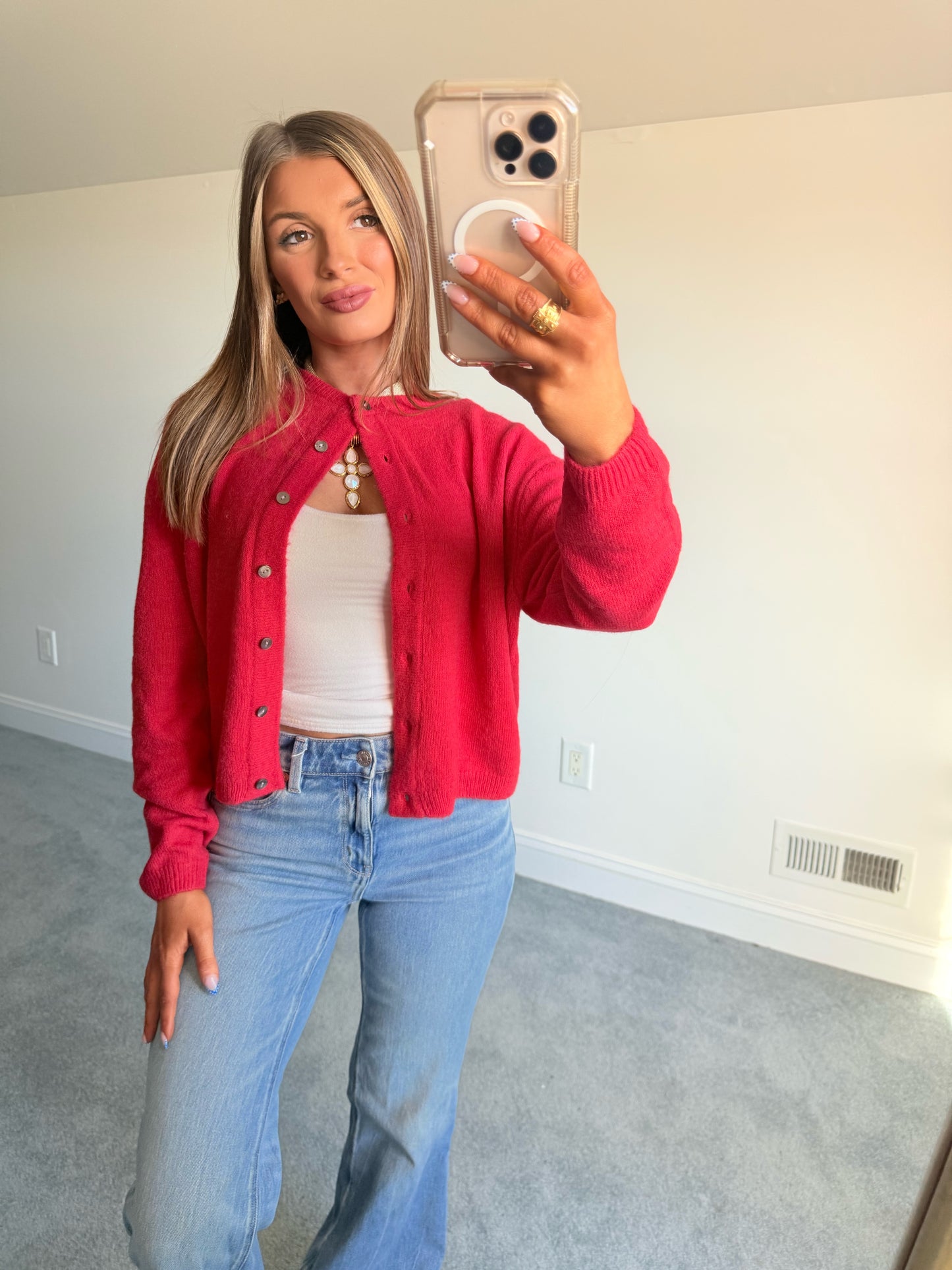 Ryleigh Red Knit Cardigan