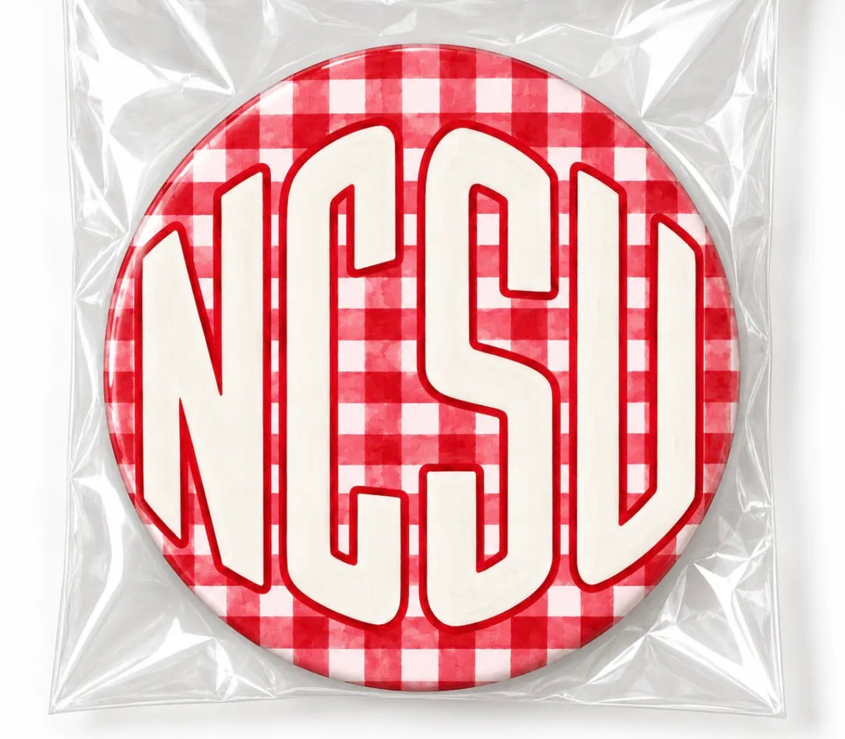 NCSU Gingham Button