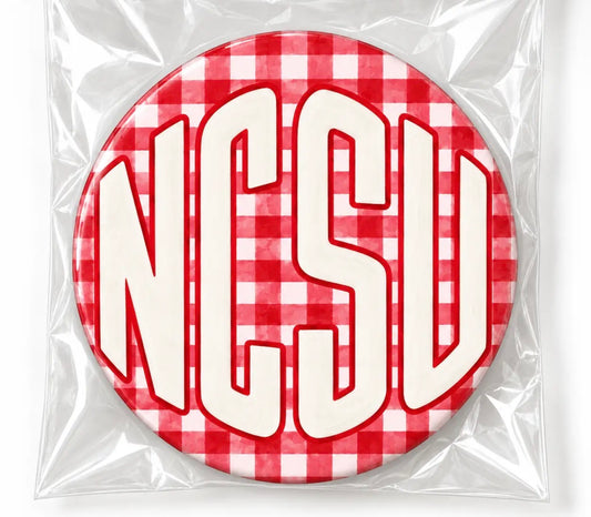 NCSU Gingham Button