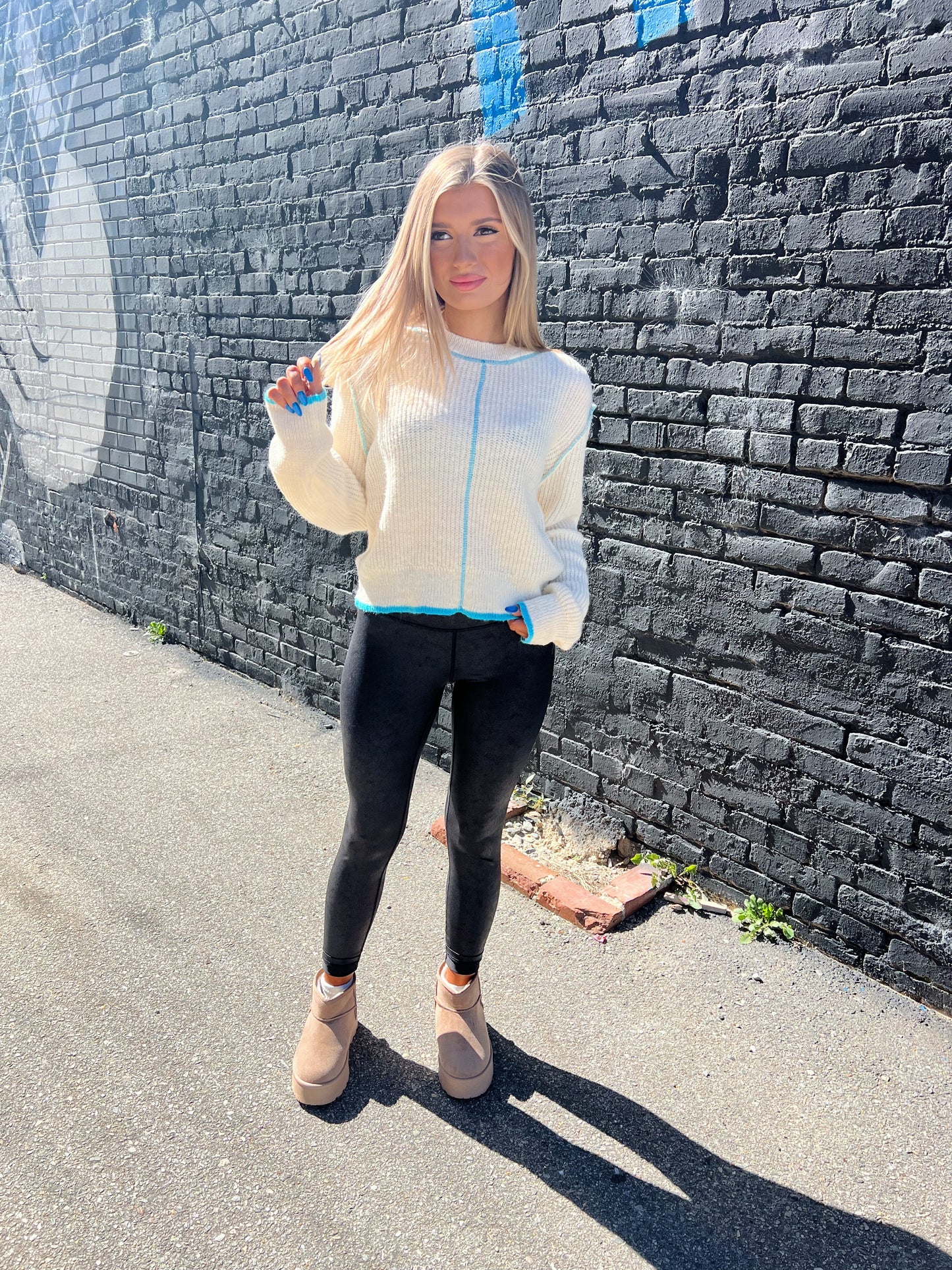 The Stella Blue Contrast Sweater Top