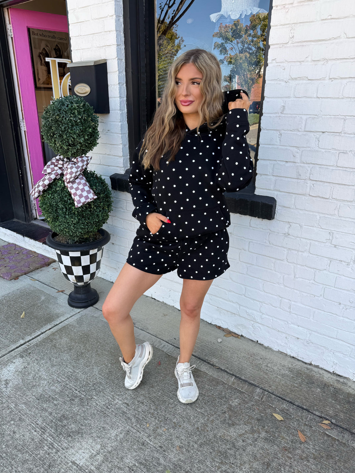 Black Polka Dot Hoodie