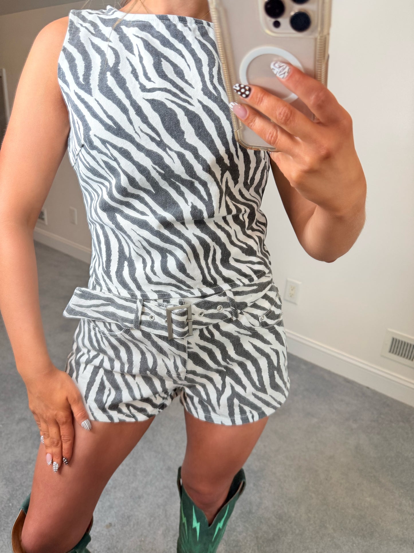 Zebra Belted Shorts