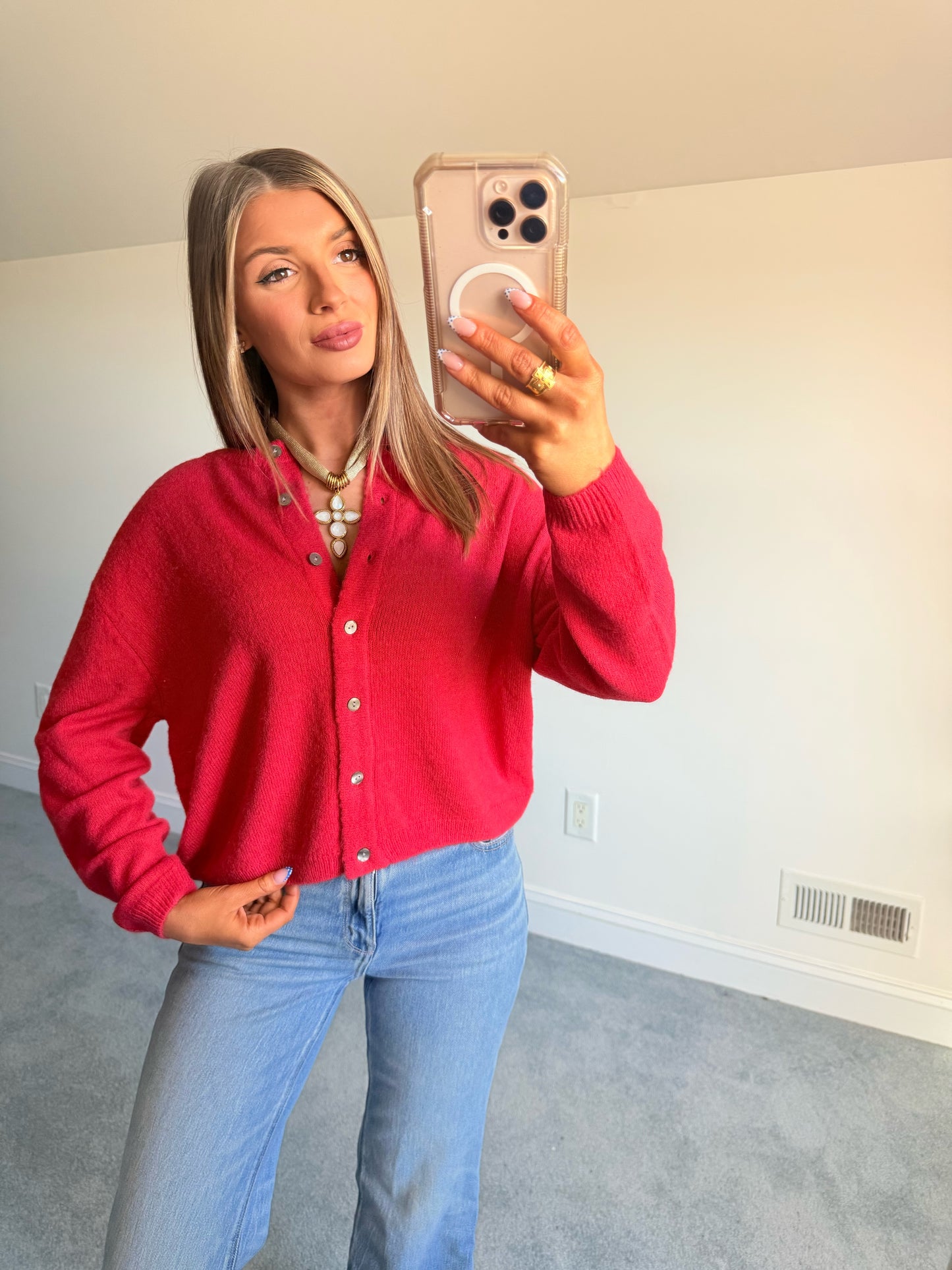 Ryleigh Red Knit Cardigan