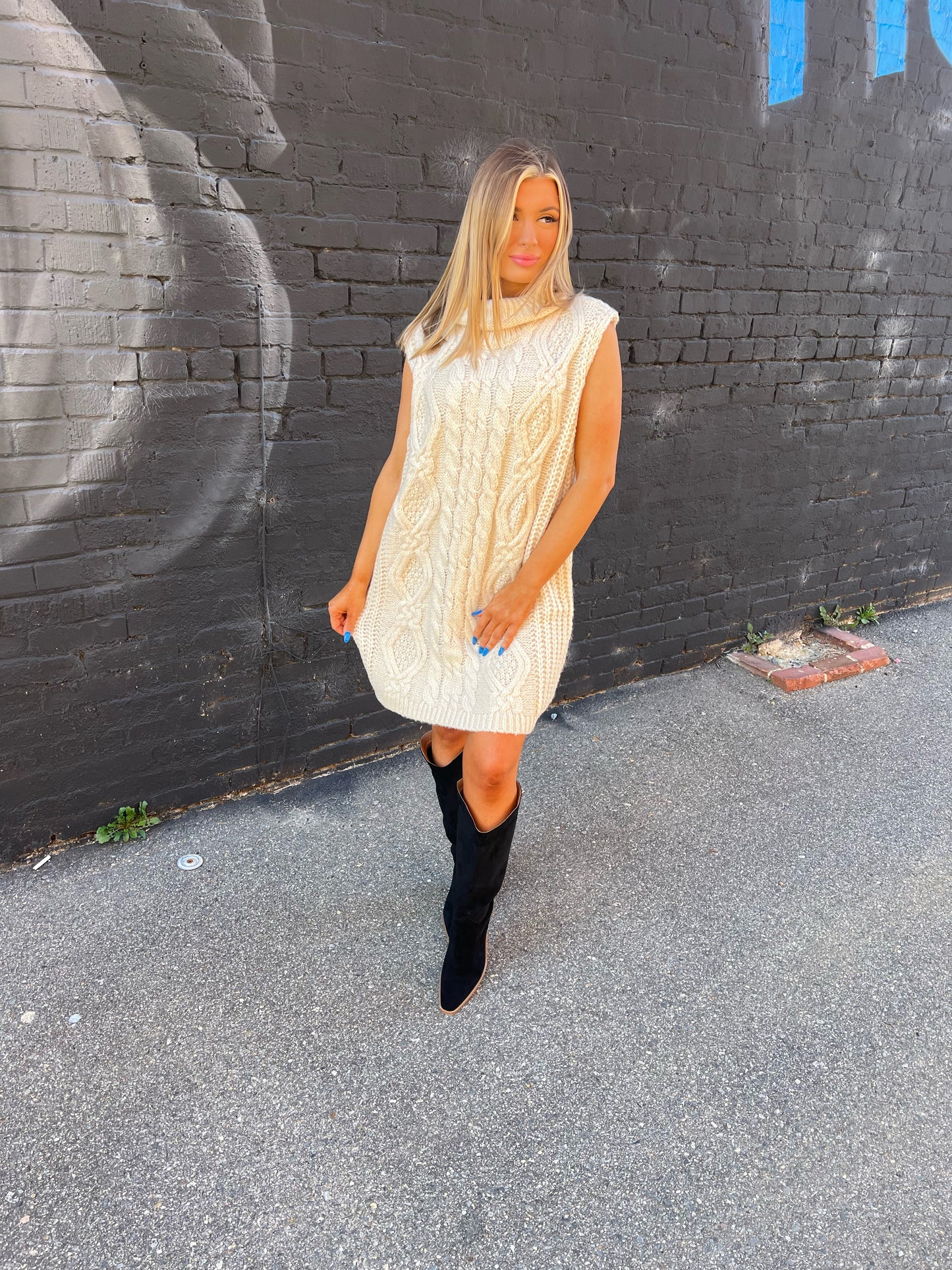 Cozy Cream Sweater Dress