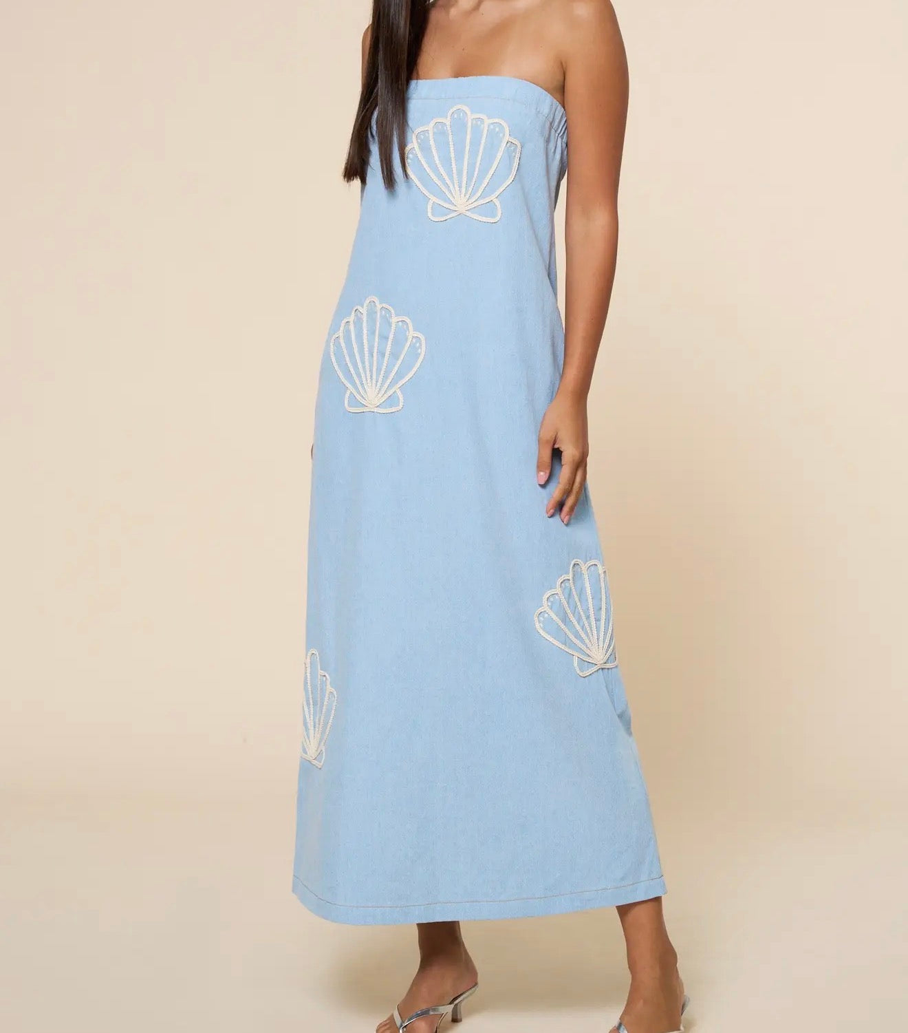Seashell Embroidered Maxi Dress