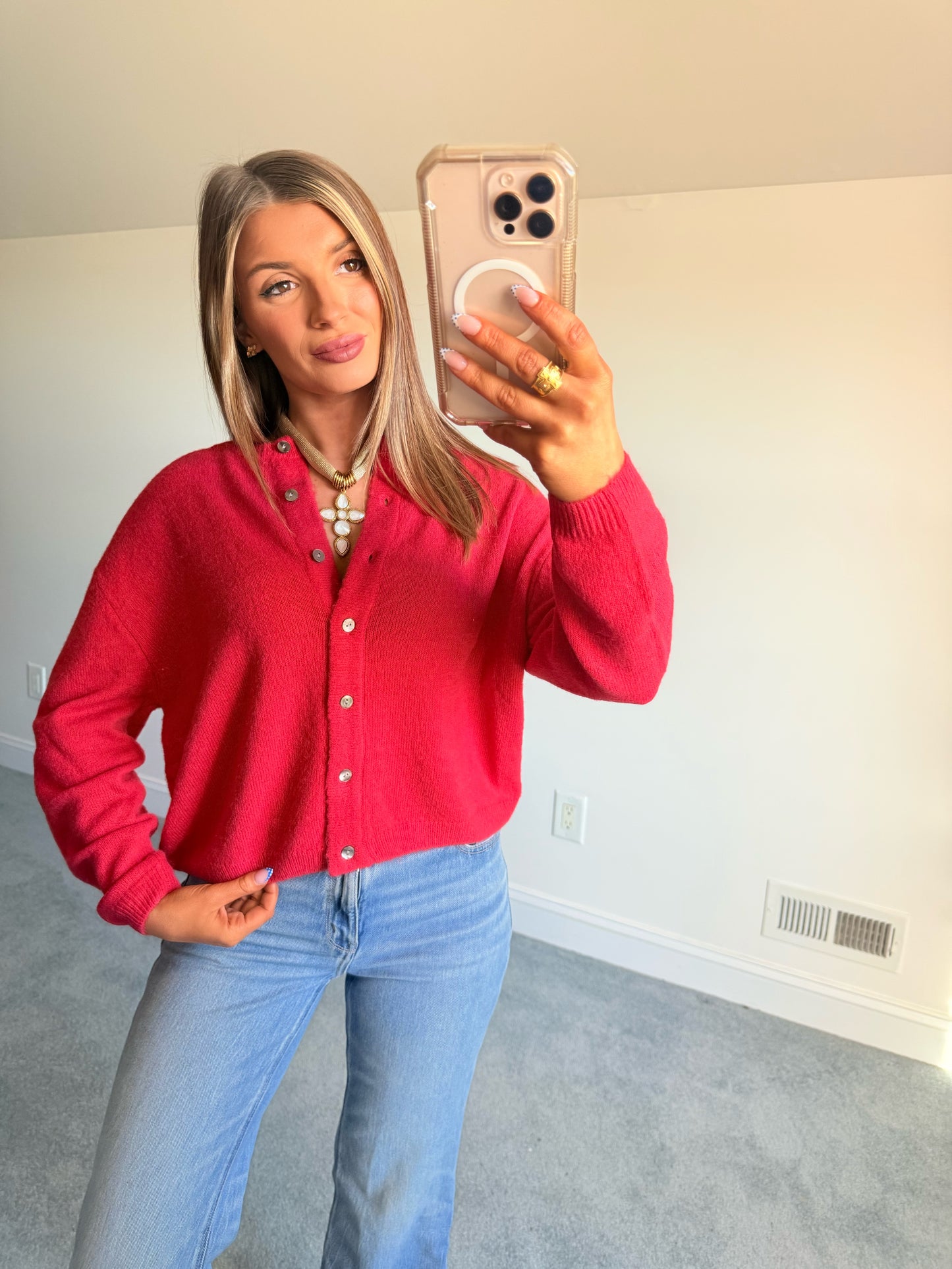 Ryleigh Red Knit Cardigan