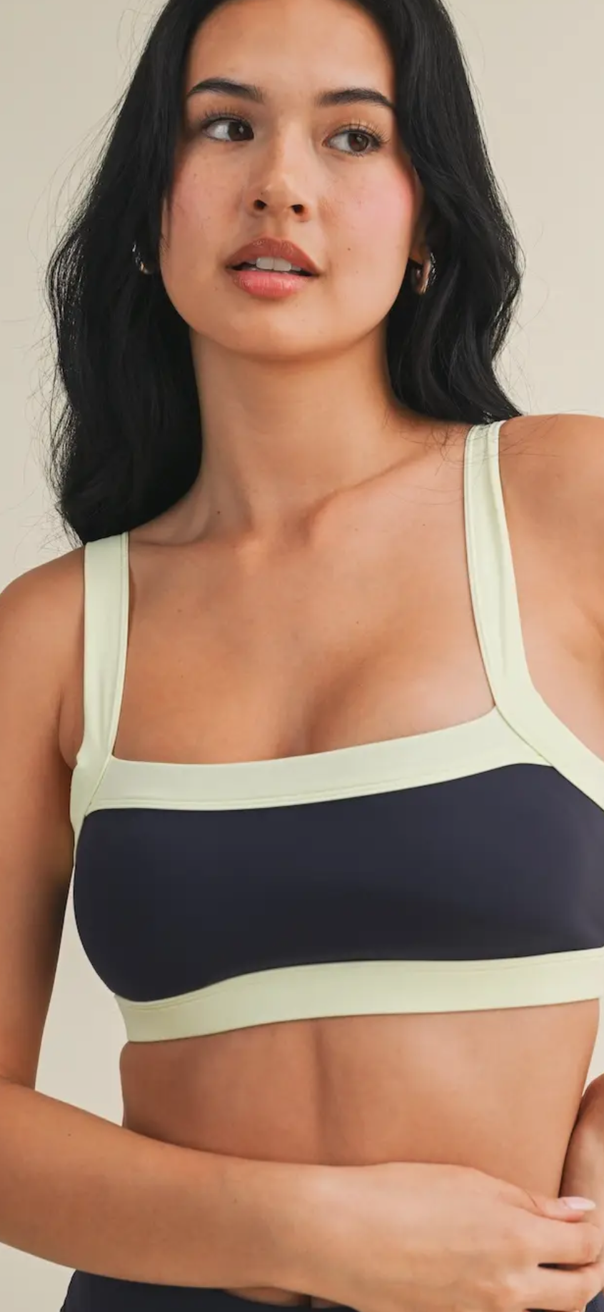 Navy Contrast Block Sports Bra