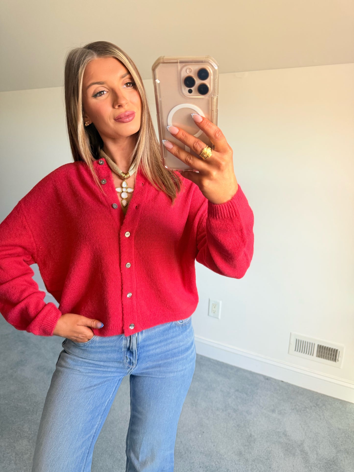 Ryleigh Red Knit Cardigan