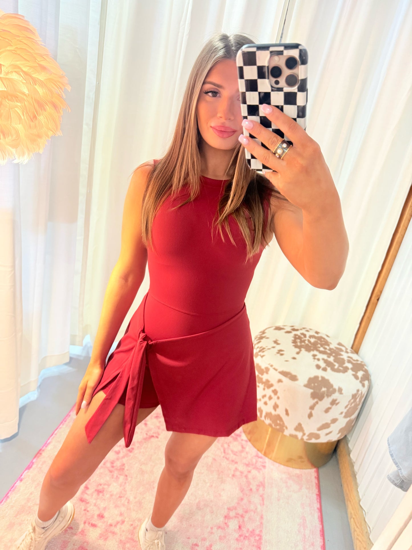 Cherry Red Athleisure Wrap Romper
