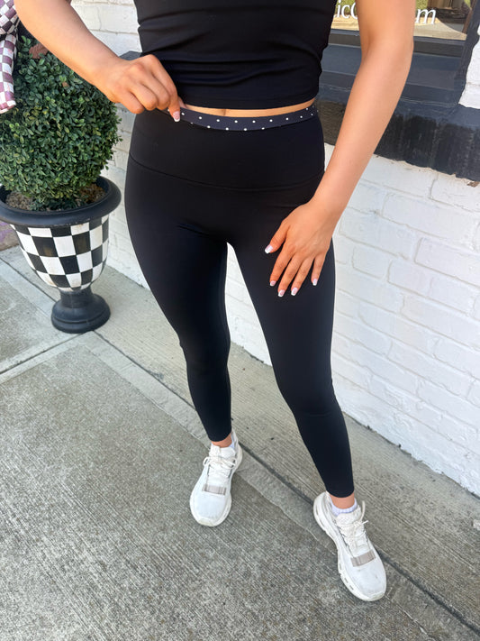 Black Polka Dot Contrast Leggings