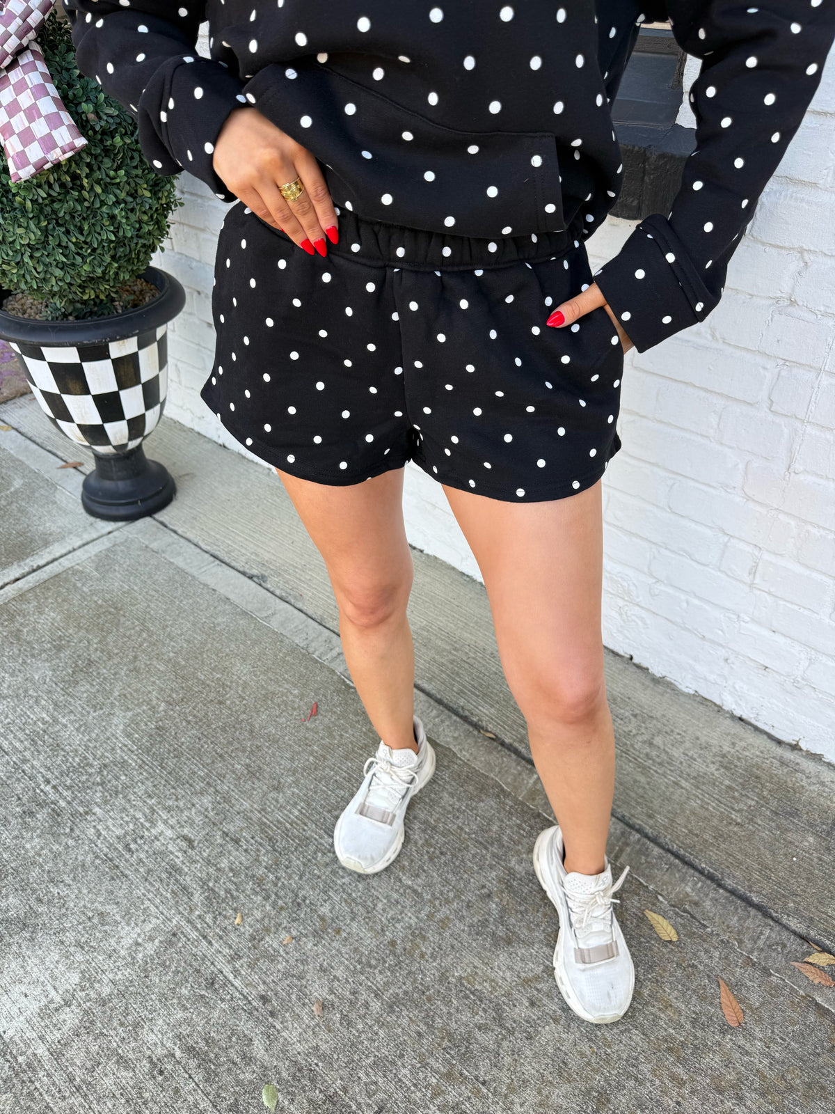 Black Polka Dot Sweat Shorts