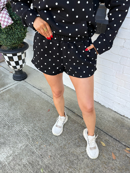 Black Polka Dot Sweat Shorts