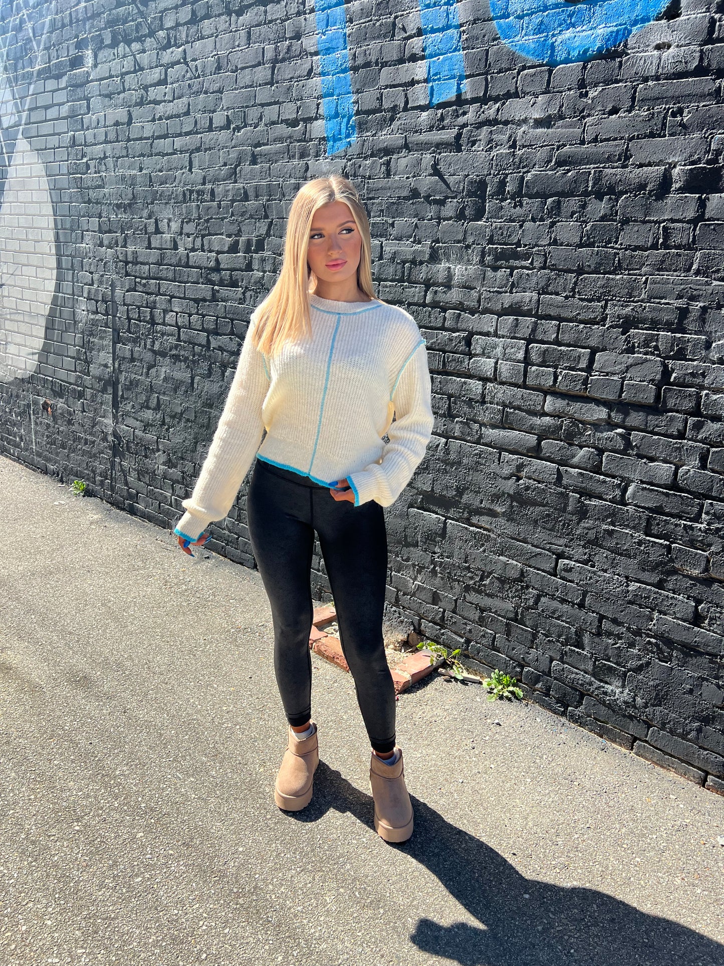 The Stella Blue Contrast Sweater Top