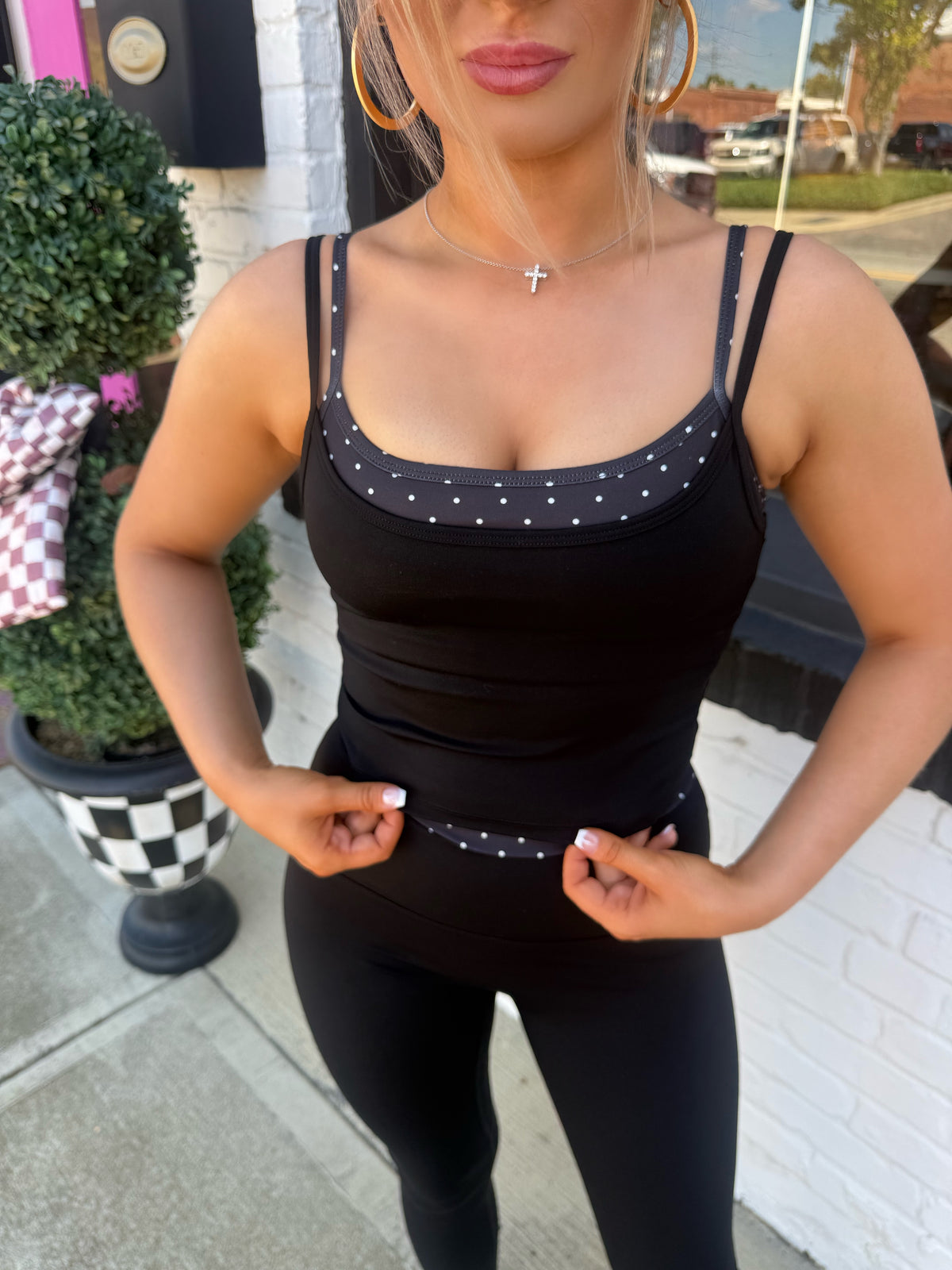Black Polka Dot Layered Tank