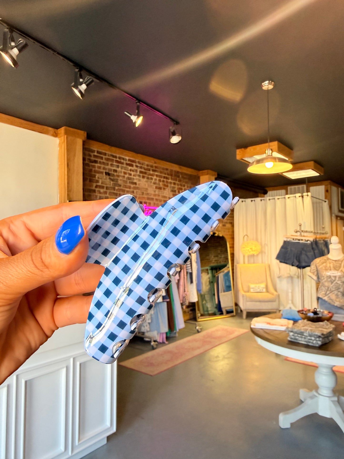 Blue Plaid Clawclip