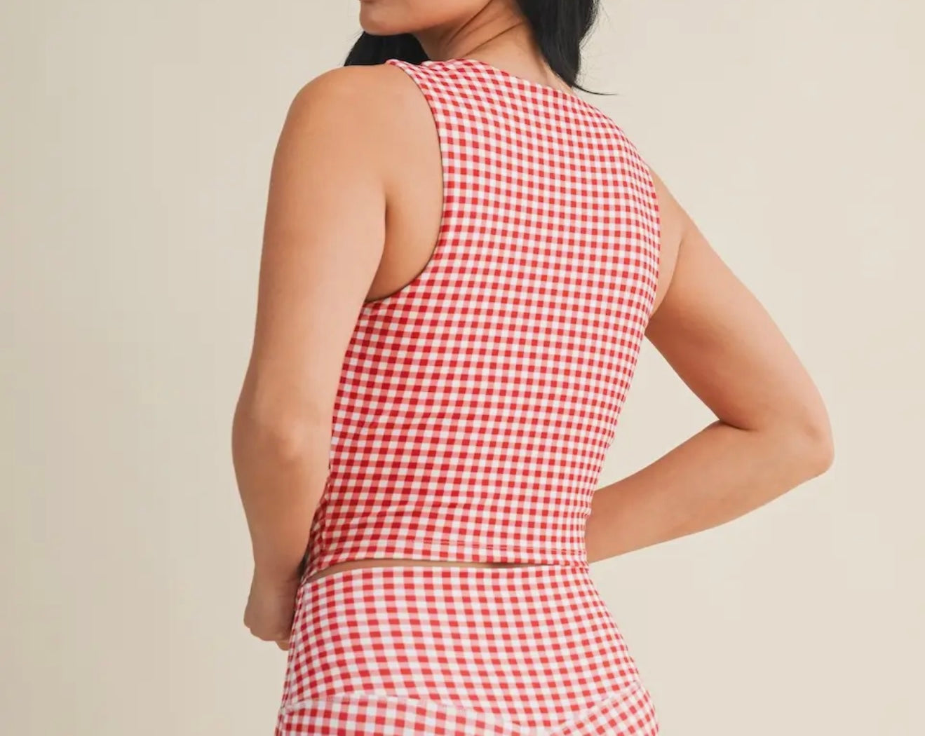 Red Gingham Athleisure Tank