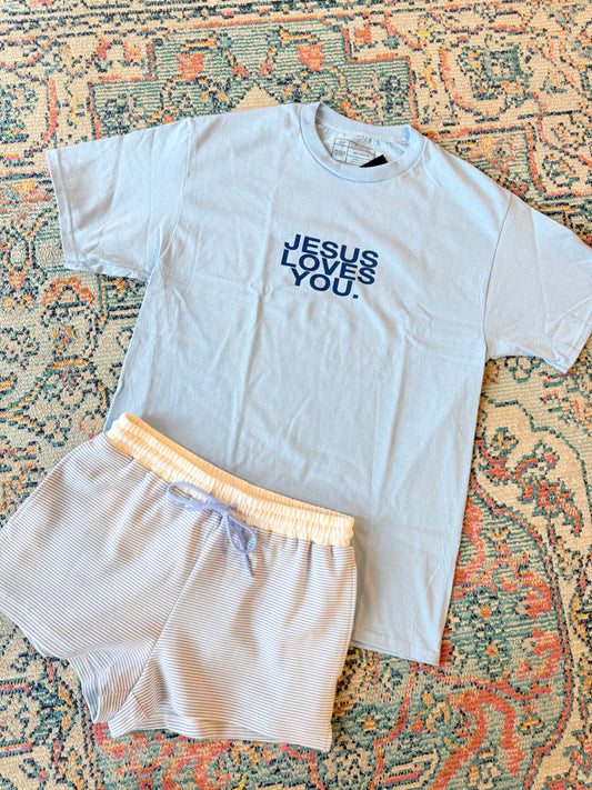Jesus Loves You Light Blue Tee