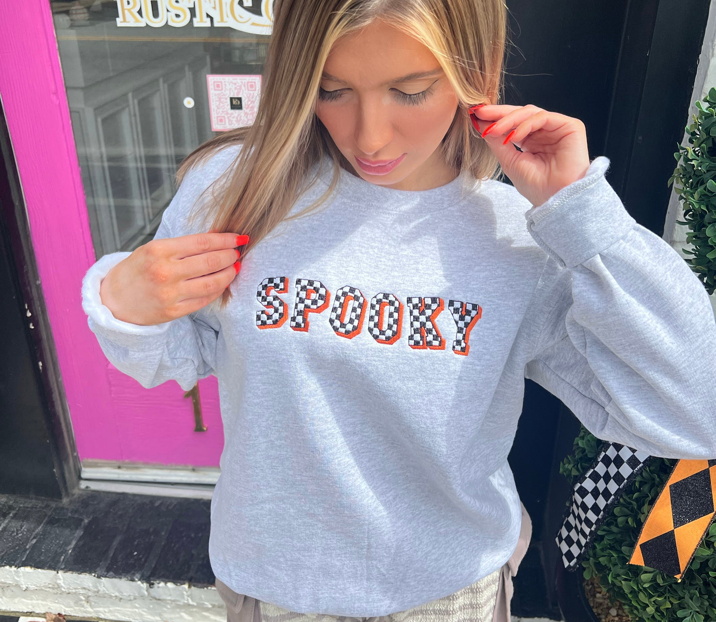 Spooky Checkered Crewneck