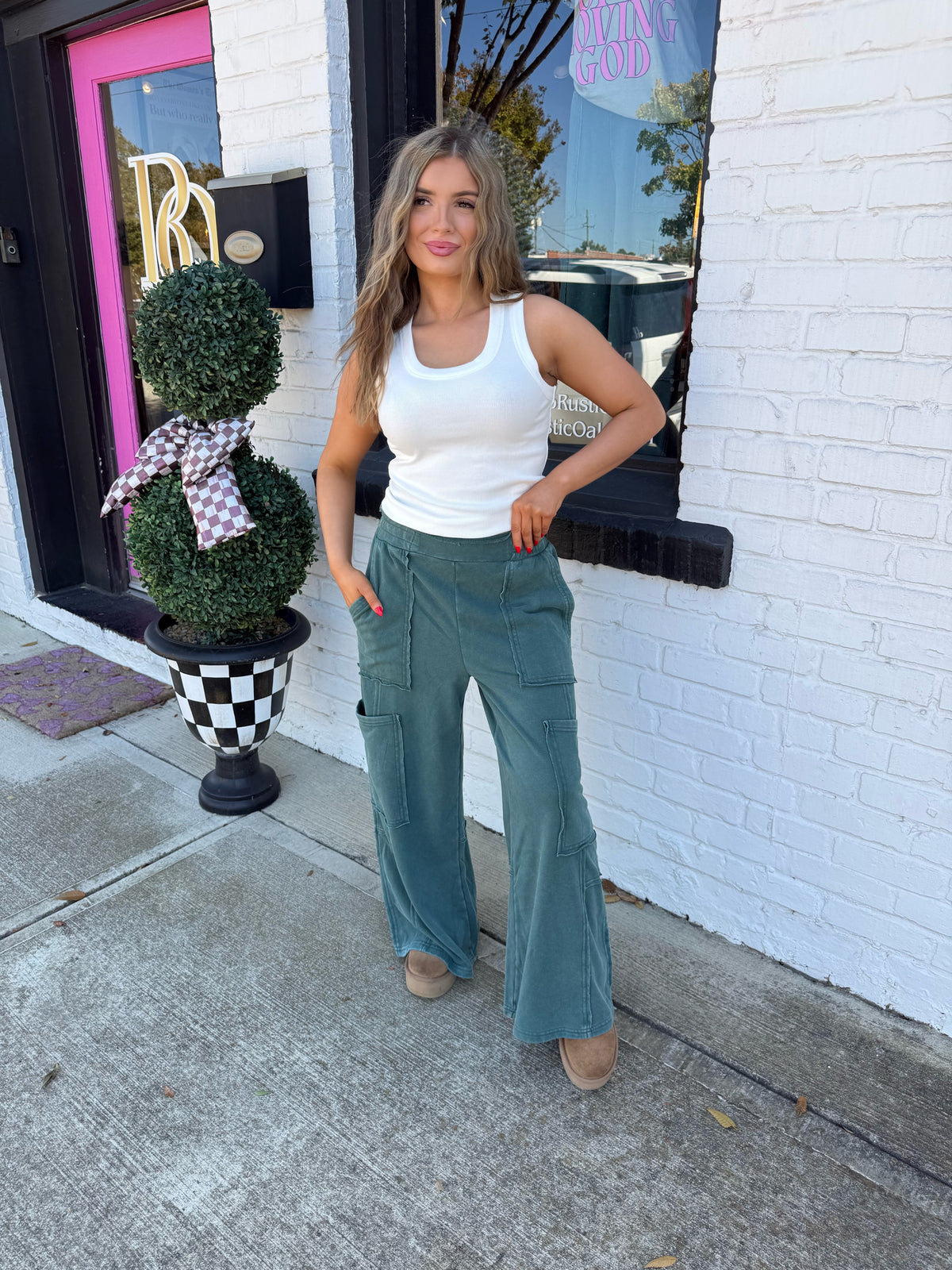 Dark Green Cargo Lounge Pants