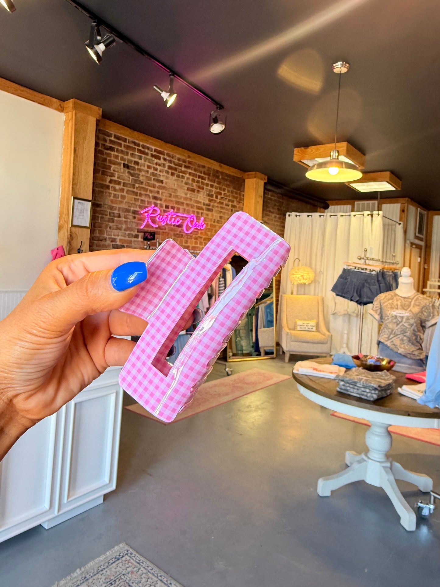 Pink Gingham Clawclip