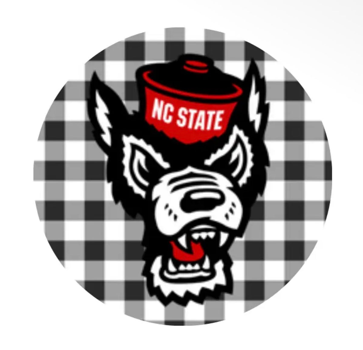 Wolfpack Gingham Button