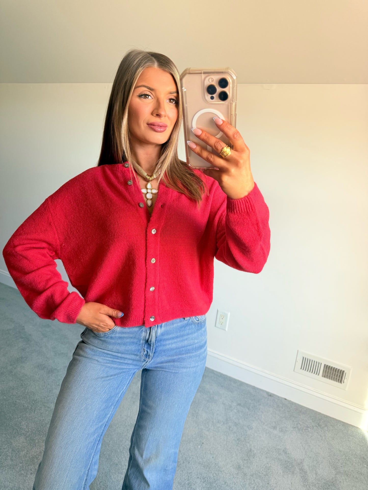 Ryleigh Red Knit Cardigan