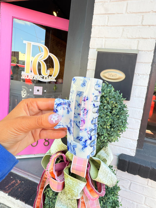 Toile Blue/White Clawclip
