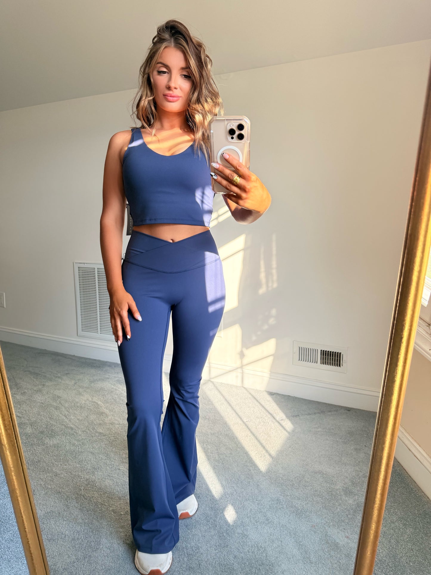 True Navy Crossover Flare Leggings