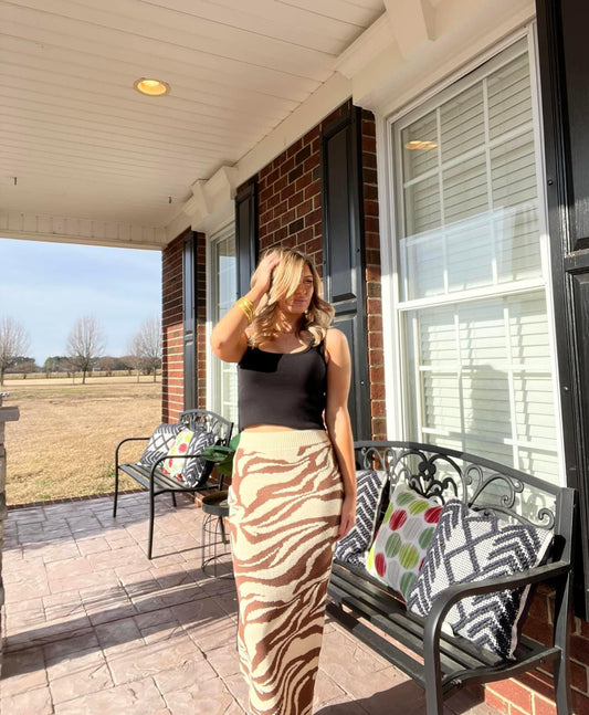 Coco Zebra Maxi Skirt