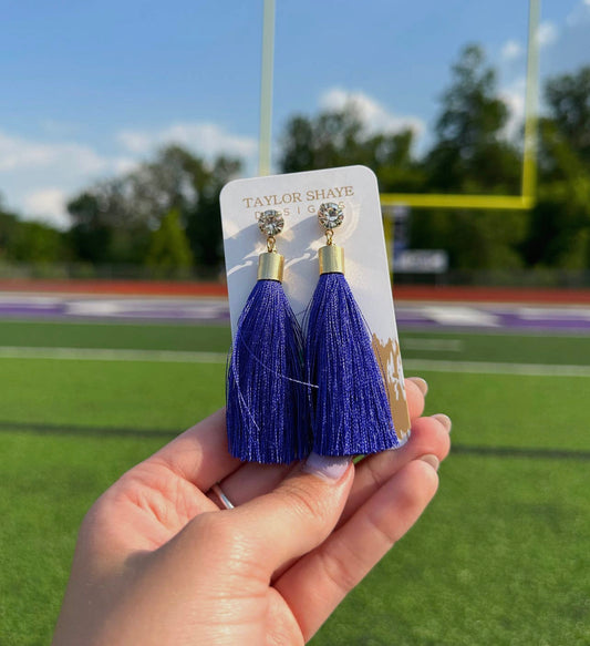 Blue Silk Tassel Earrings