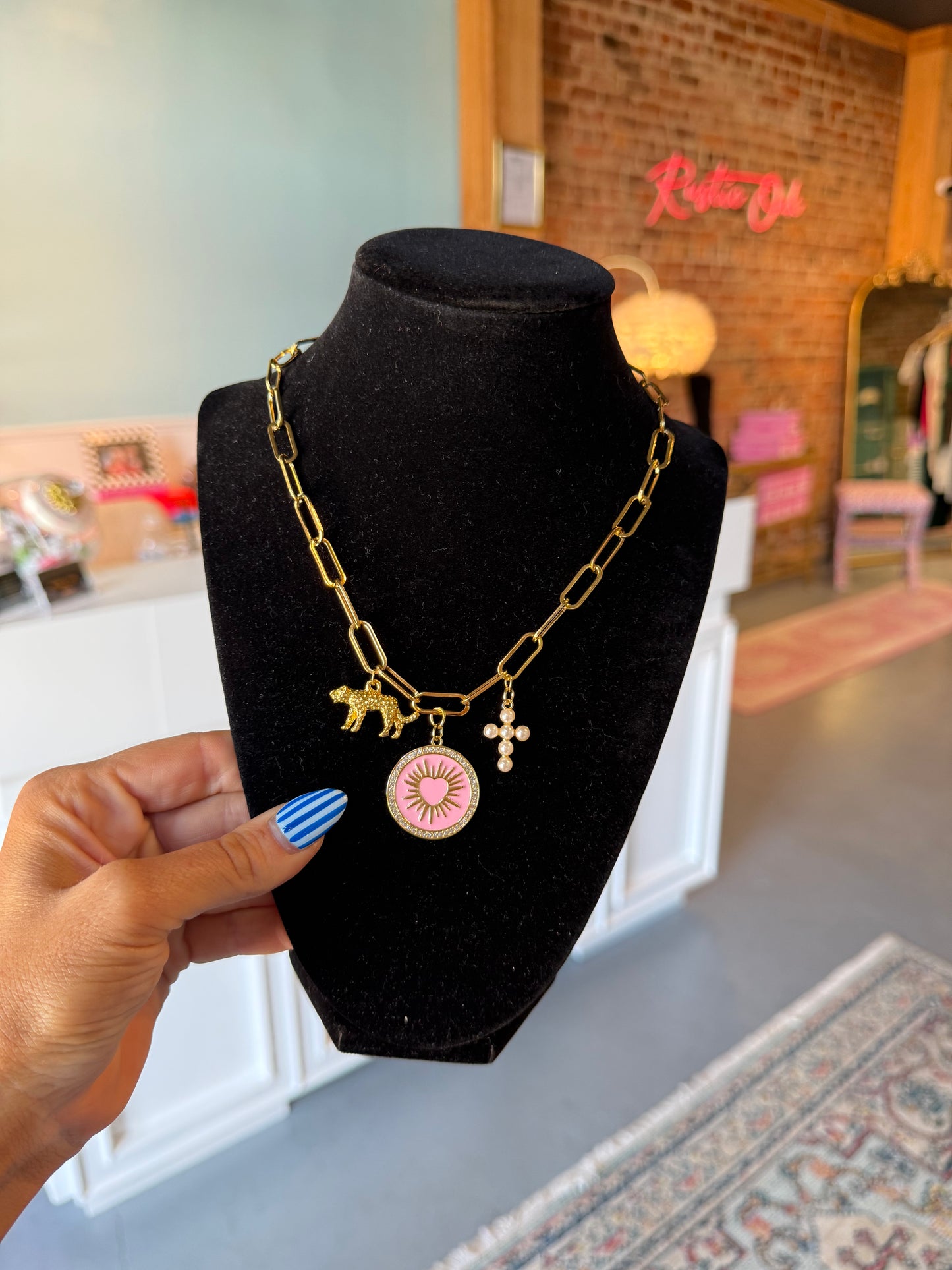 Pink Heart Charm necklace