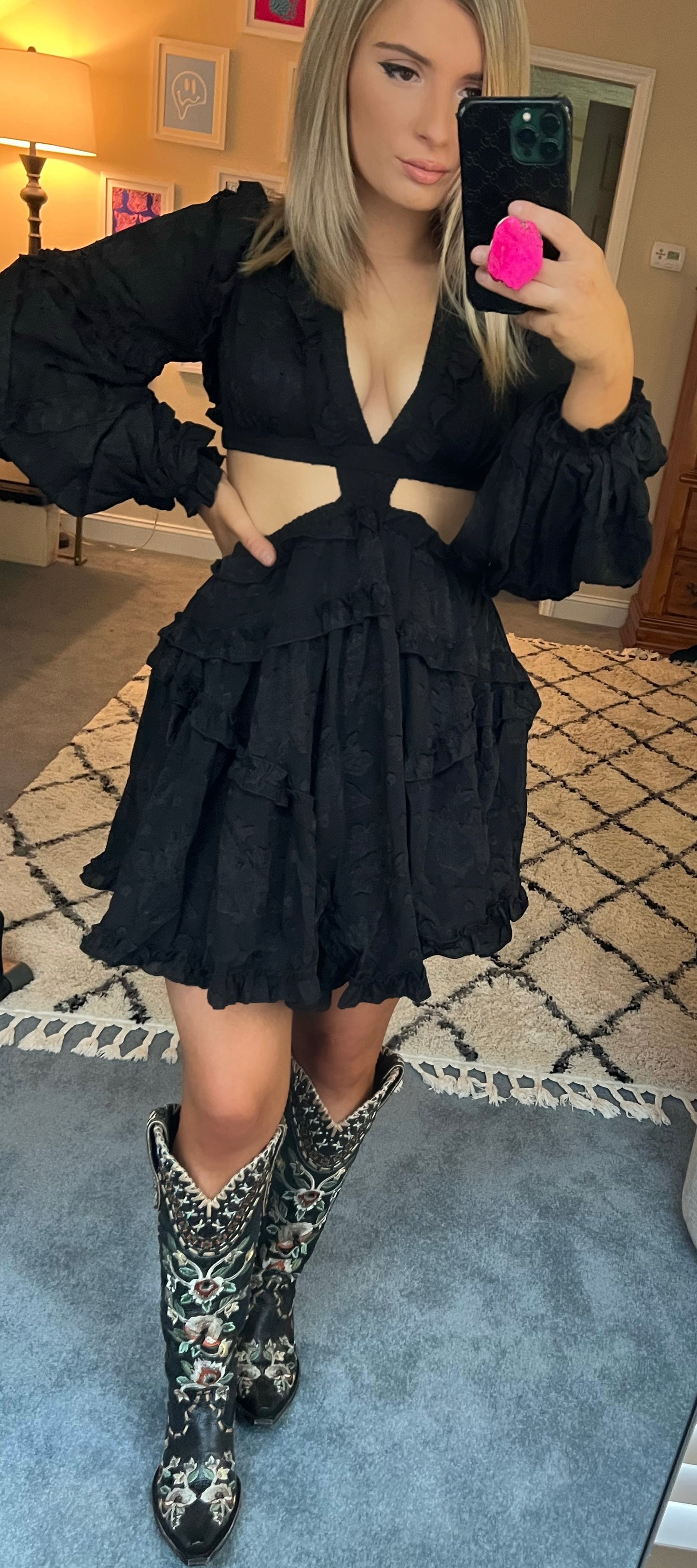 Black Lace up Dress