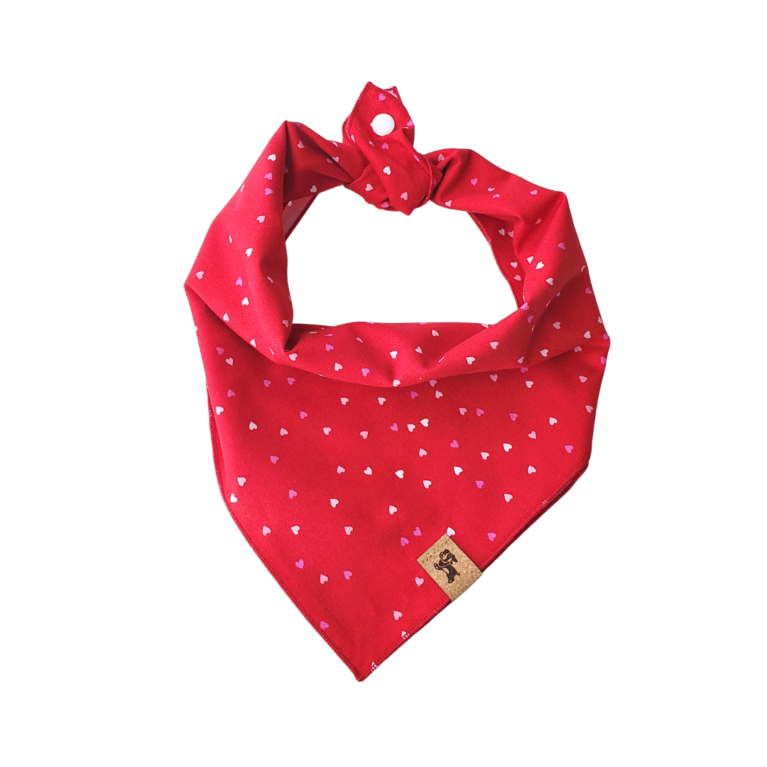 Red Mini Hearts Tie-on Dog Bandana